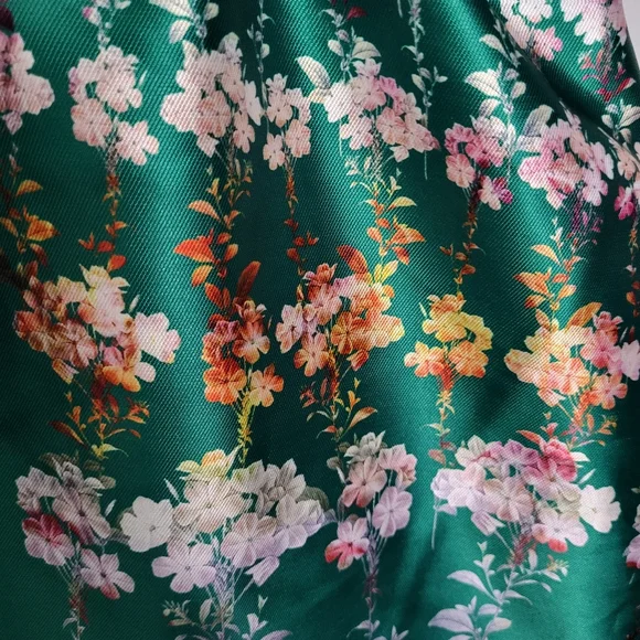 ModCloth Liz Luxe Emerald Floral Fit & Flare Dress XXL NWT Satin Garden Party - Picture 10 of 15